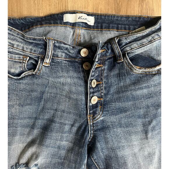KanCan Women's Size 5/26 Distressed Button Fly Mid Rise Ankle Skinny Jeans - Picture 3 of 7